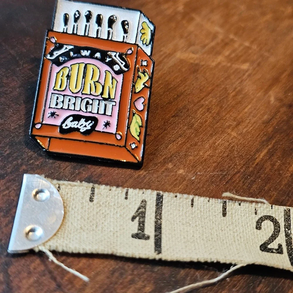 Lapel Pin Unisex OS Orange Always Burn Bright Baby Matchbox Enamel